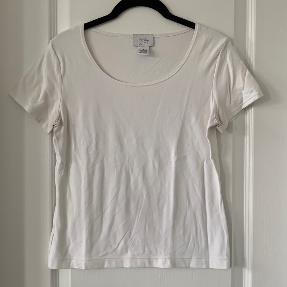 LOFT Pure White Short Sleeves Top Size Small